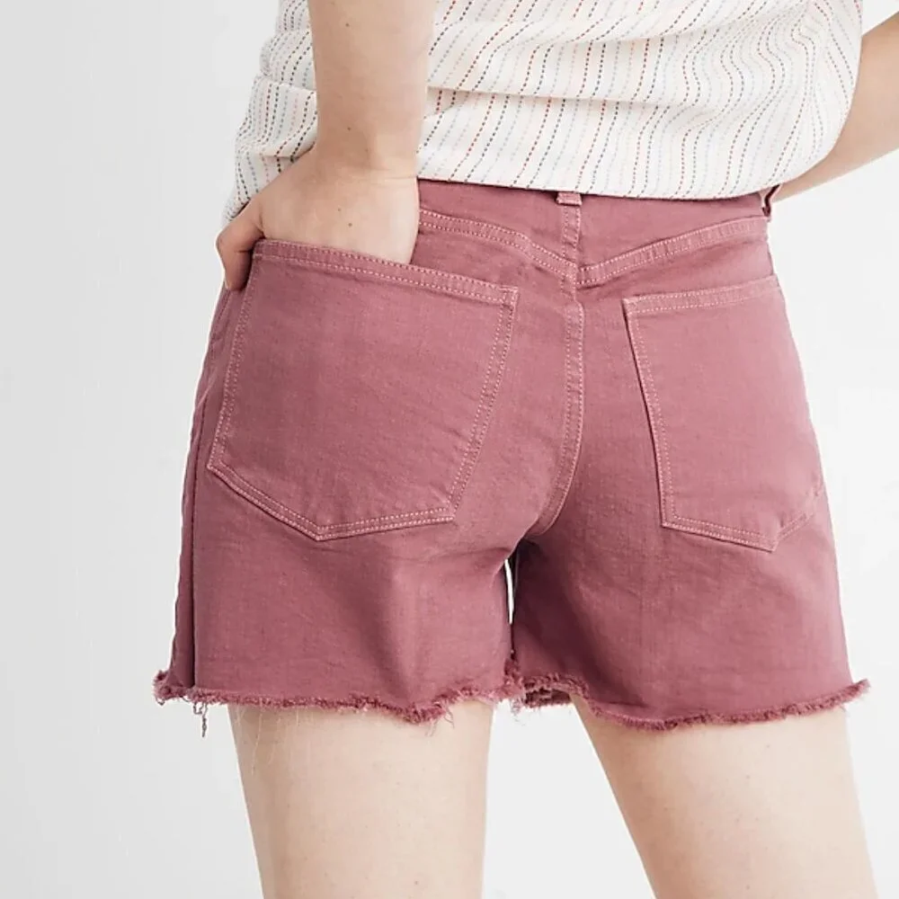 MADEWELL | High-Rise Denim Shorts: Garment-Dyed Button-Front Pink | Size 32